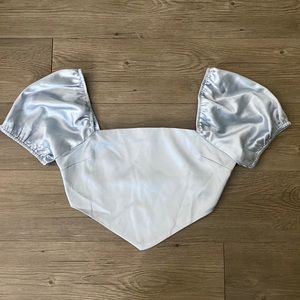 Blue Silky Cropped Top